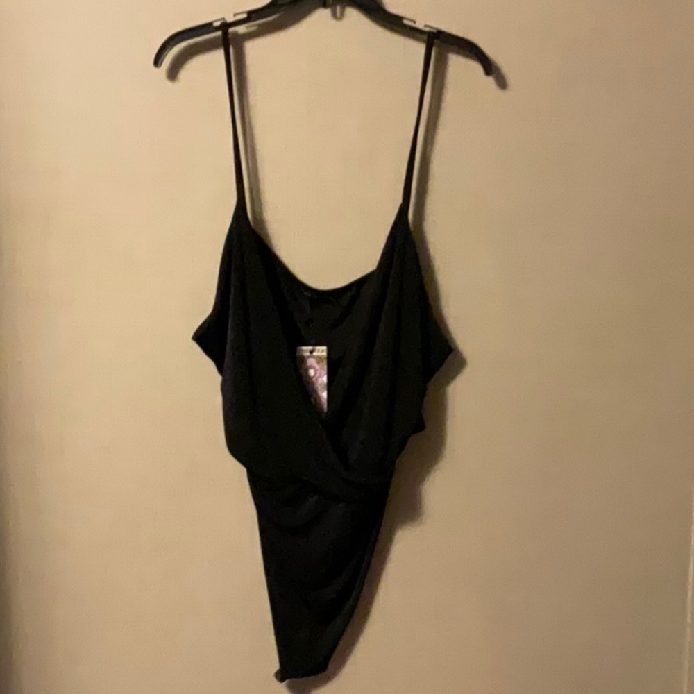 Boohoo Plus Elegant Black Spaghetti Strap Bodysuit